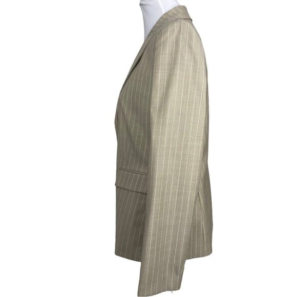Tahari ASL Women’s Tan White Striped Two Button Business Career Blazer 10/C39 - Picture 4 of 11
